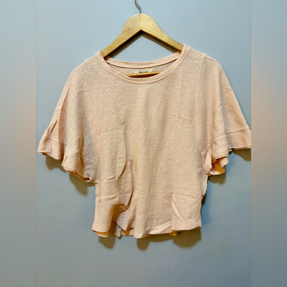 Madewell Light Peach Ruffle Crop Top